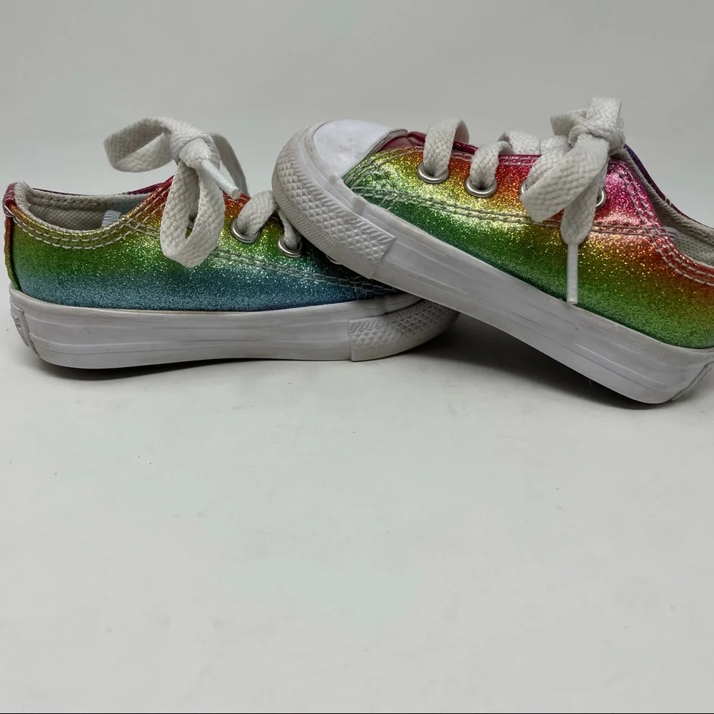 CONVERSE Toddler Rainbow Sparkle Tie Lace Sneakers size 4